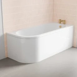 Harbour Acclaim 1700mm J Shaped Shower Bath Suite with Rimless Toilet
