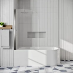 Harbour Acclaim 1700mm J Shaped Shower Bath Suite with Rimless Toilet