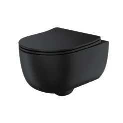 Harbour Acclaim Rimless Round Wall Hung Toilet & Slim Soft Close Seat - Matt Black