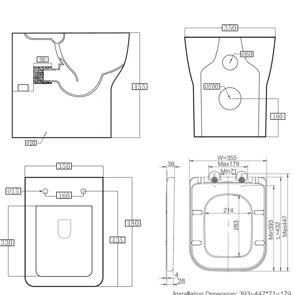 Harbour Alchemy Rimless Back To Wall Comfort Height Toilet & Soft Close Seat