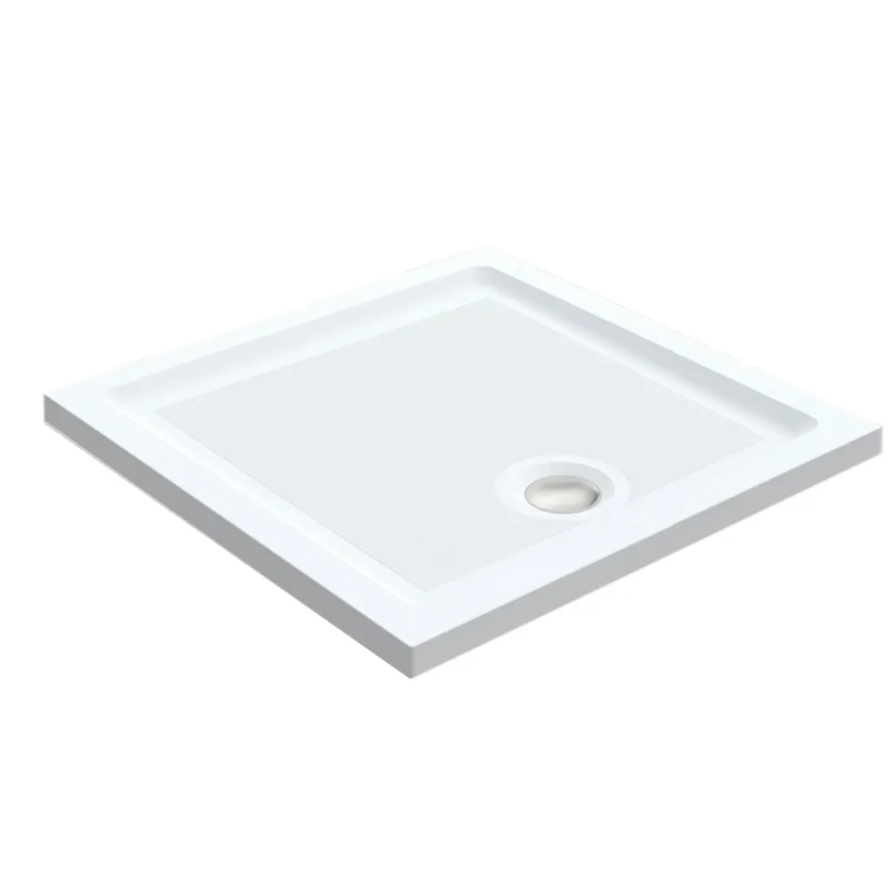 Harbour Anti Slip Gel Coated Stone Resin Square Shower Tray - 2 Sizes