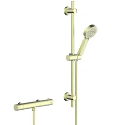 Harbour Clarity Brushed Brass Exposed Thermostatic Bar Shower Valve and Shower Rail Kit