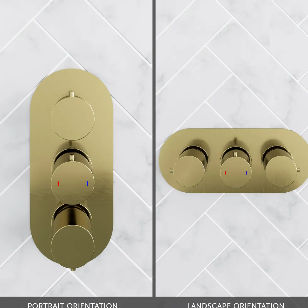 Harbour Clarity Brushed Brass 2 Outlet Thermostatic Concealed Shower Valve (Three Handle)