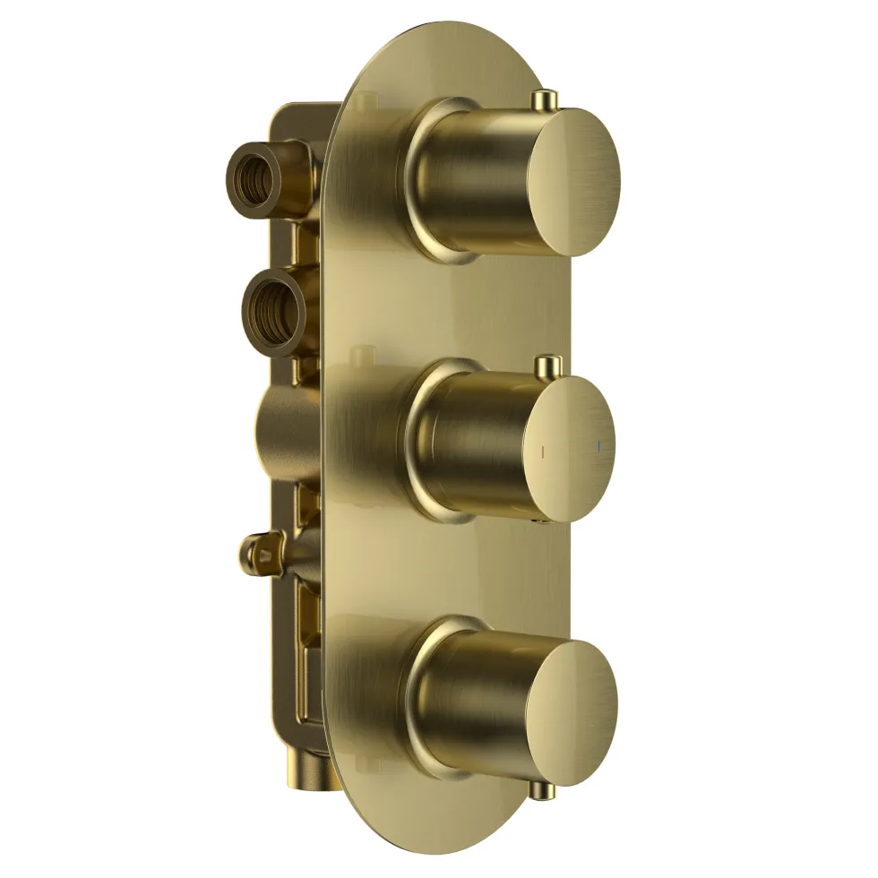Harbour Clarity Brushed Brass 3 Outlet Thermostatic Concealed Shower Valve