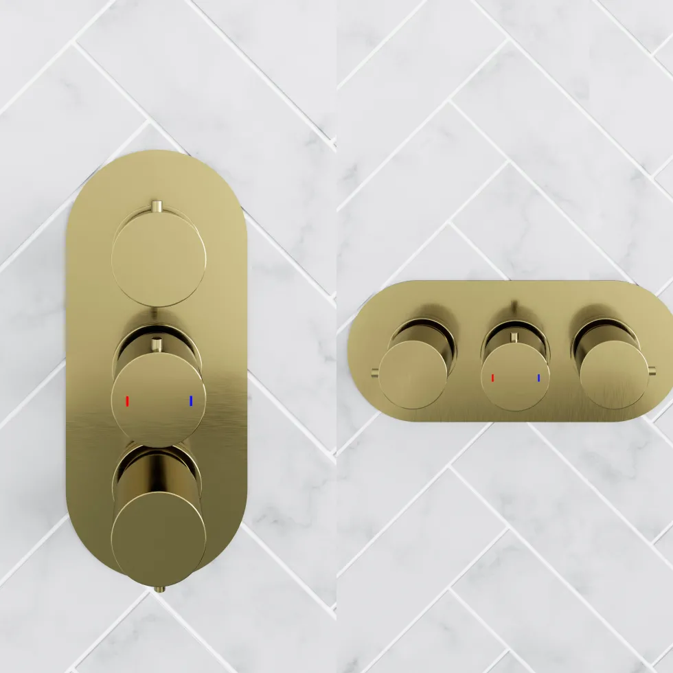 Harbour Clarity Brushed Brass 3 Outlet Thermostatic Concealed Shower Valve