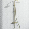 Harbour Clarity Brushed Brass Round Thermostatic Rigid Riser Shower Kit