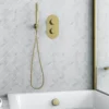 Harbour Clarity Brushed Brass Shower Package with 2 Outlet Valve, Wall Shower Kit and Overflow Bath Filler