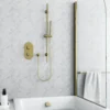 Harbour Clarity Brushed Brass Shower Package with 2 Outlet Valve, Slide Rail Kit and Overflow Bath Filler