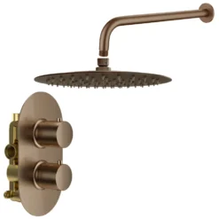 Harbour Clarity Brushed Bronze Concealed Shower Valve, Fixed Wall Mounted Shower Arm & Head