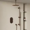 Harbour Clarity Brushed Bronze Shower Package with 2 Outlet Valve, Fixed Head & Ceiling Arm and Slide Rail Shower Kit