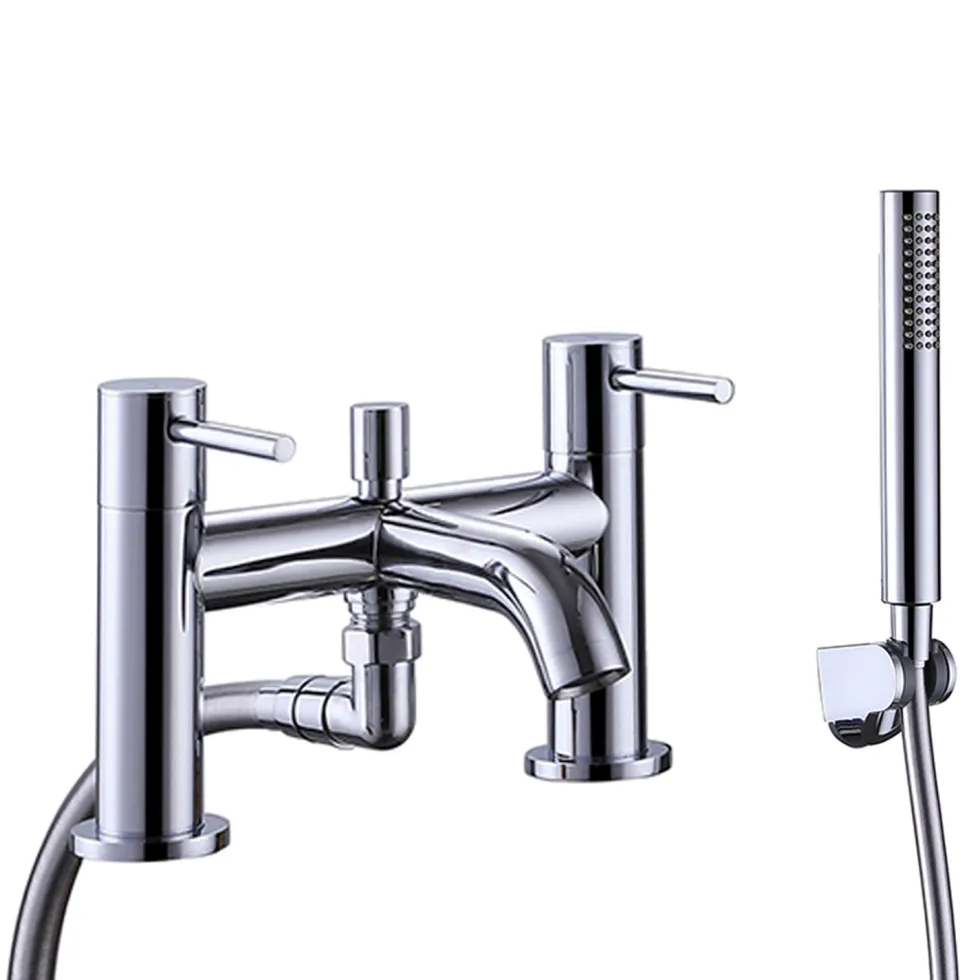 Harbour Clarity Chrome Basin Mixer Tap and Bath Shower Mixer Tap with Shower Kit