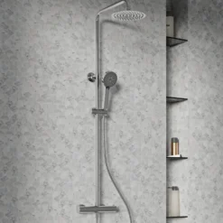 Harbour Clarity Cool Touch Exposed Thermostatic Rigid Riser Shower Kit with Round Handset