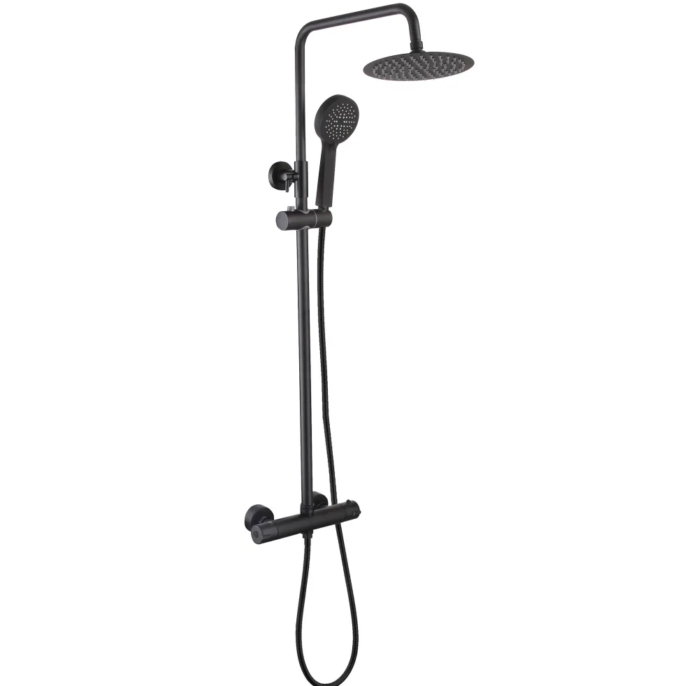 Harbour Clarity Exposed Thermostatic Rigid Riser Shower Kit - Matt Black