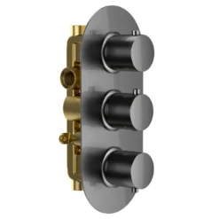 Harbour Clarity Gunmetal 2 Outlet Thermostatic Concealed Shower Valve - (Three Handle) Gunmetal