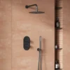 Harbour Clarity Gunmetal Shower Package with 2 Outlet Valve, Fixed Head & Wall Mounted Arm and Wall Shower Kit