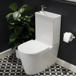 Harbour Clarity 2 in 1 Wash Basin & Close Coupled Closed Back Toilet with Soft Close Seat