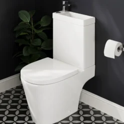 Harbour Clarity 2 in 1 Wash Basin & Close Coupled Open Back Toilet with Soft Close Seat