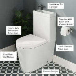 Harbour Clarity 2 in 1 Wash Basin & Comfort Height Toilet with Soft Close Seat