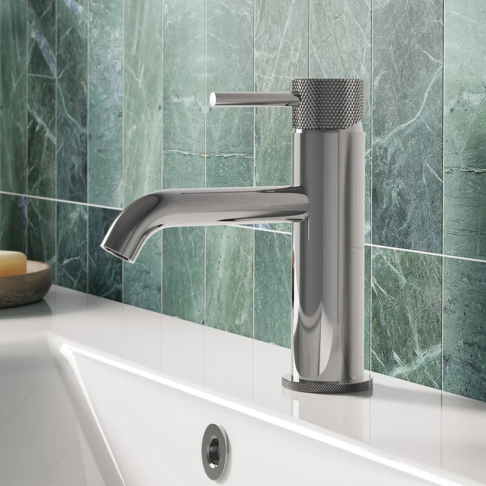 Harbour Clarity Knurled Basin Mixer Tap & Waste