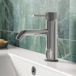 Harbour Clarity Knurled Basin Mixer Tap & Waste and Bath Shower Mixer Tap with Shower Kit