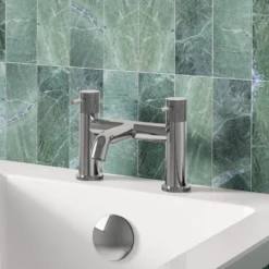 Harbour Clarity Knurled Basin Mixer Tap & Waste and Deck Mounted Bath Mixer Tap