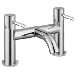 Harbour Clarity Knurled Basin Mixer Tap & Waste and Deck Mounted Bath Mixer Tap
