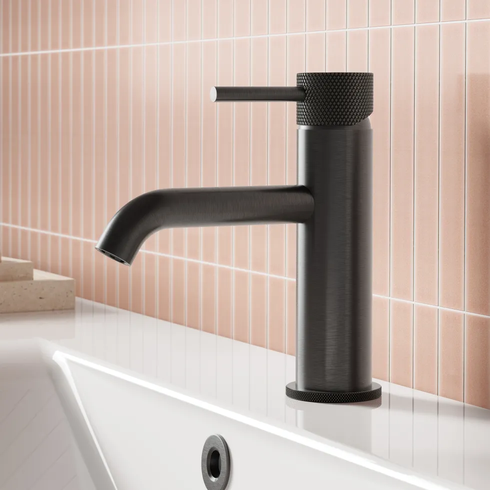 Harbour Clarity Knurled Basin Mixer Tap & Waste and Deck Mounted Bath Mixer Tap