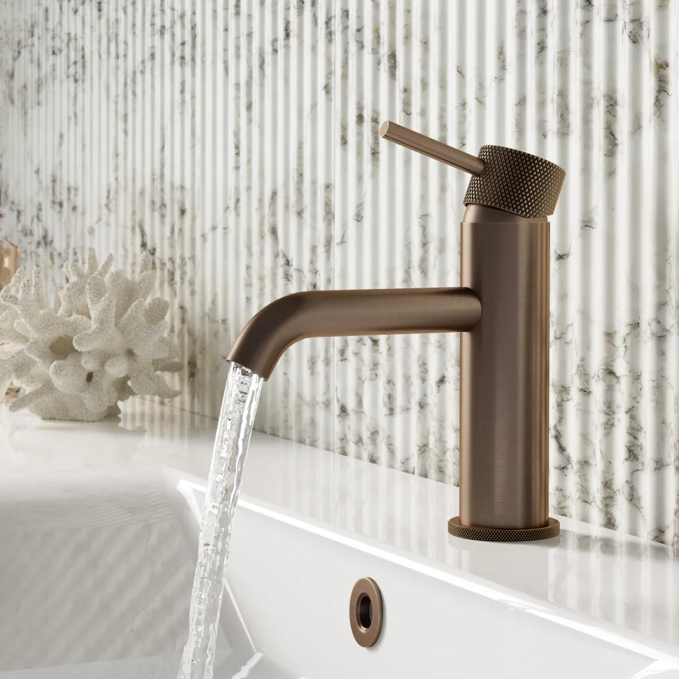 Harbour Clarity Knurled Basin Mixer Tap & Waste and Deck Mounted Bath Mixer Tap