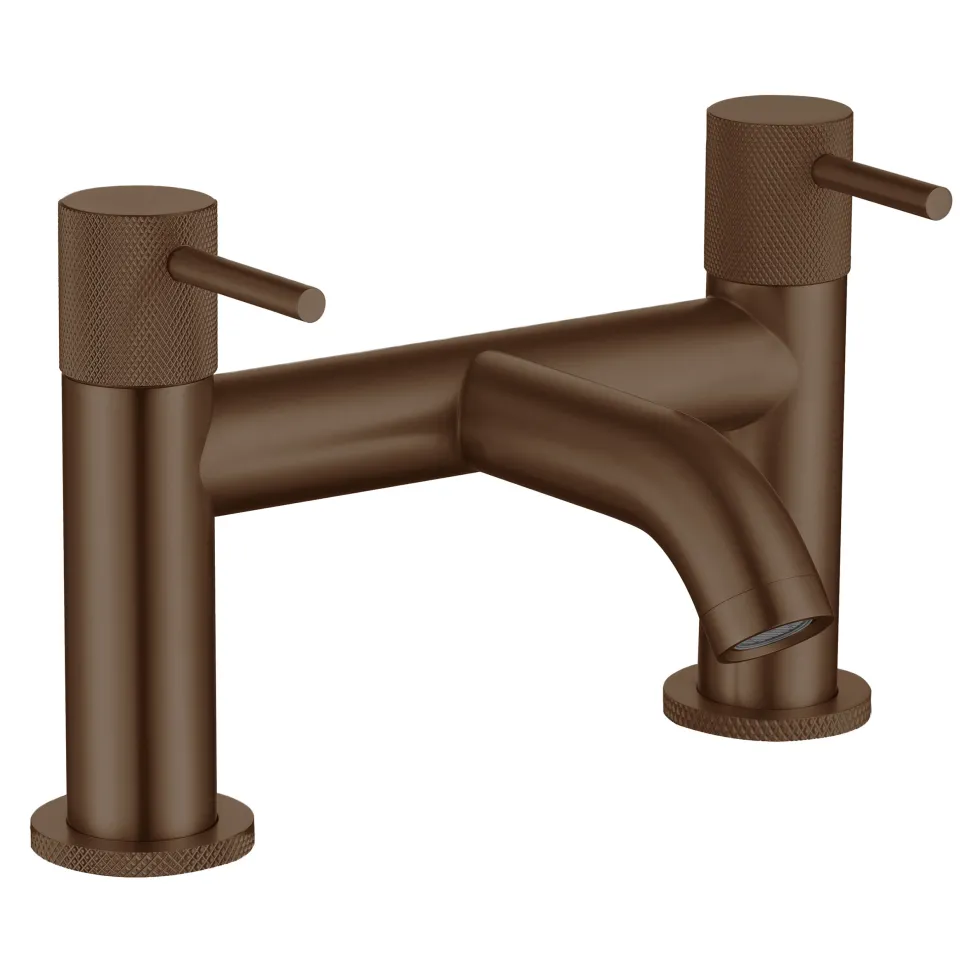 Harbour Clarity Knurled Basin Mixer Tap & Waste and Deck Mounted Bath Mixer Tap