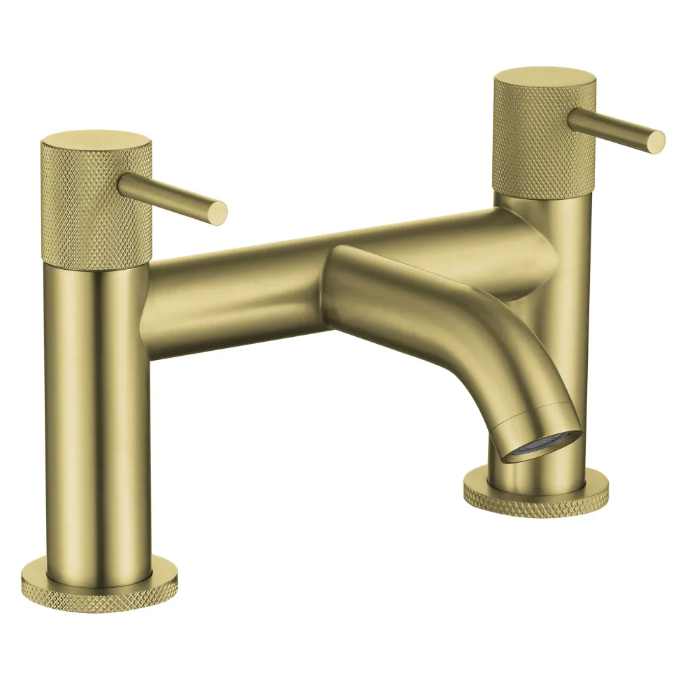 Harbour Clarity Knurled Basin Mixer Tap & Waste and Deck Mounted Bath Mixer Tap