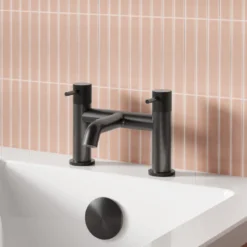 Harbour Clarity Knurled Basin Mixer Tap & Waste and Deck Mounted Bath Mixer Tap