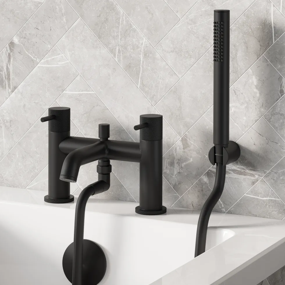 Harbour Clarity Knurled Bath Shower Mixer Tap & Shower Kit