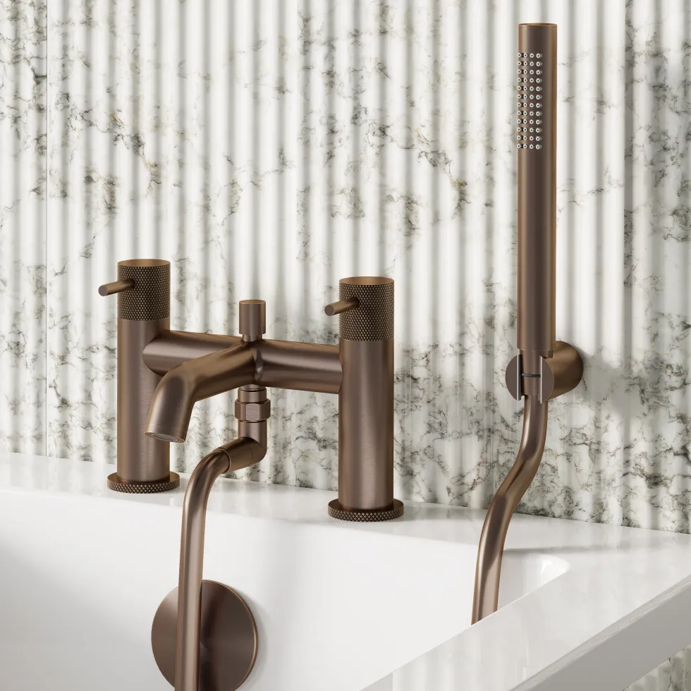 Harbour Clarity Knurled Bath Shower Mixer Tap & Shower Kit