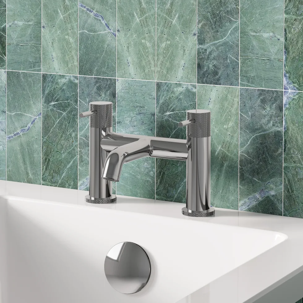 Harbour Clarity Knurled Deck Mounted Bath Mixer Tap