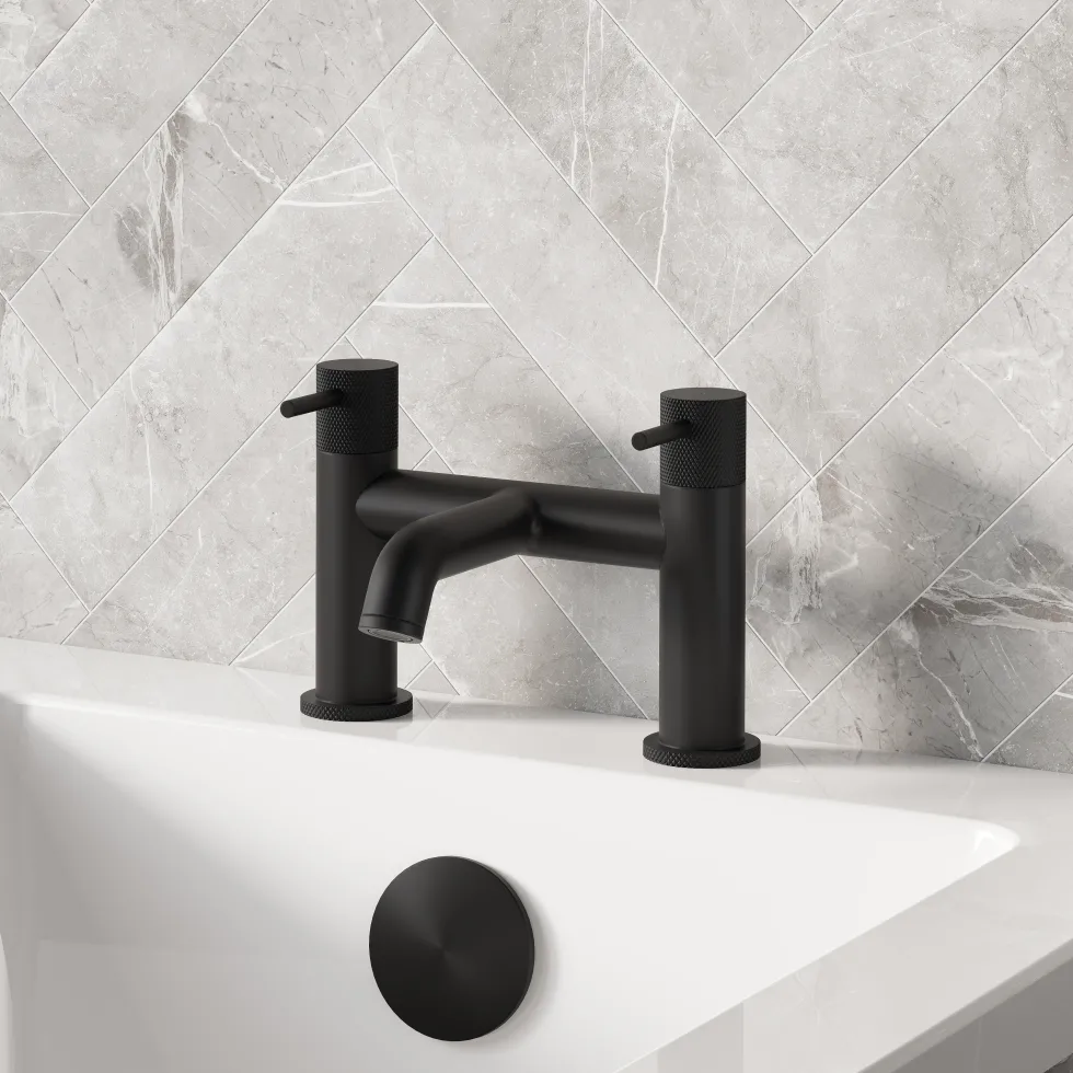 Harbour Clarity Knurled Deck Mounted Bath Mixer Tap