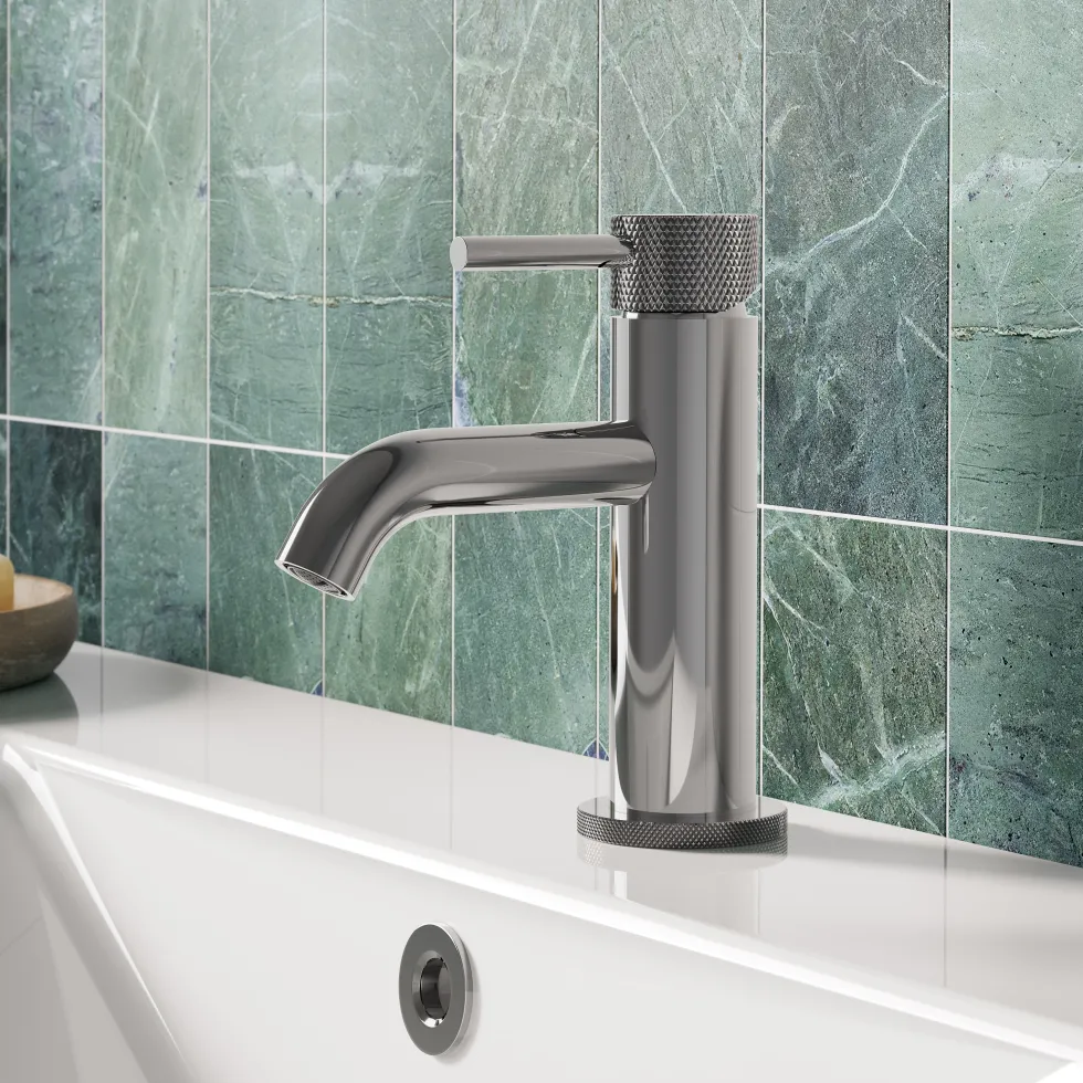 Harbour Clarity Knurled Mini Mono Basin Mixer Tap & Waste