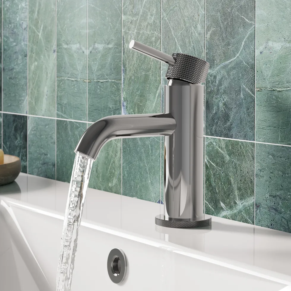 Harbour Clarity Knurled Mini Mono Basin Mixer Tap & Waste