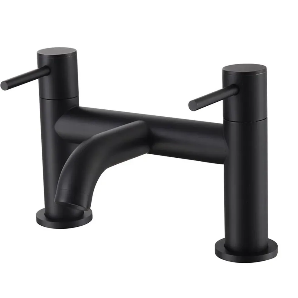 Harbour Clarity Matt Black Basin Mixer Tap and Deck Mounted Bath Mixer Tap