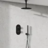 Harbour Clarity Matt Black Concealed Shower Valve, Fixed Ceiling Mounted Head and Wall Shower Kit