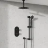 Harbour Clarity Matt Black Concealed Shower Valve, Fixed Ceiling Mounted Head and Slide Rail Kit