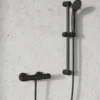 Harbour Clarity Matt Black Exposed Thermostatic Bar Shower Valve and Shower Rail Kit