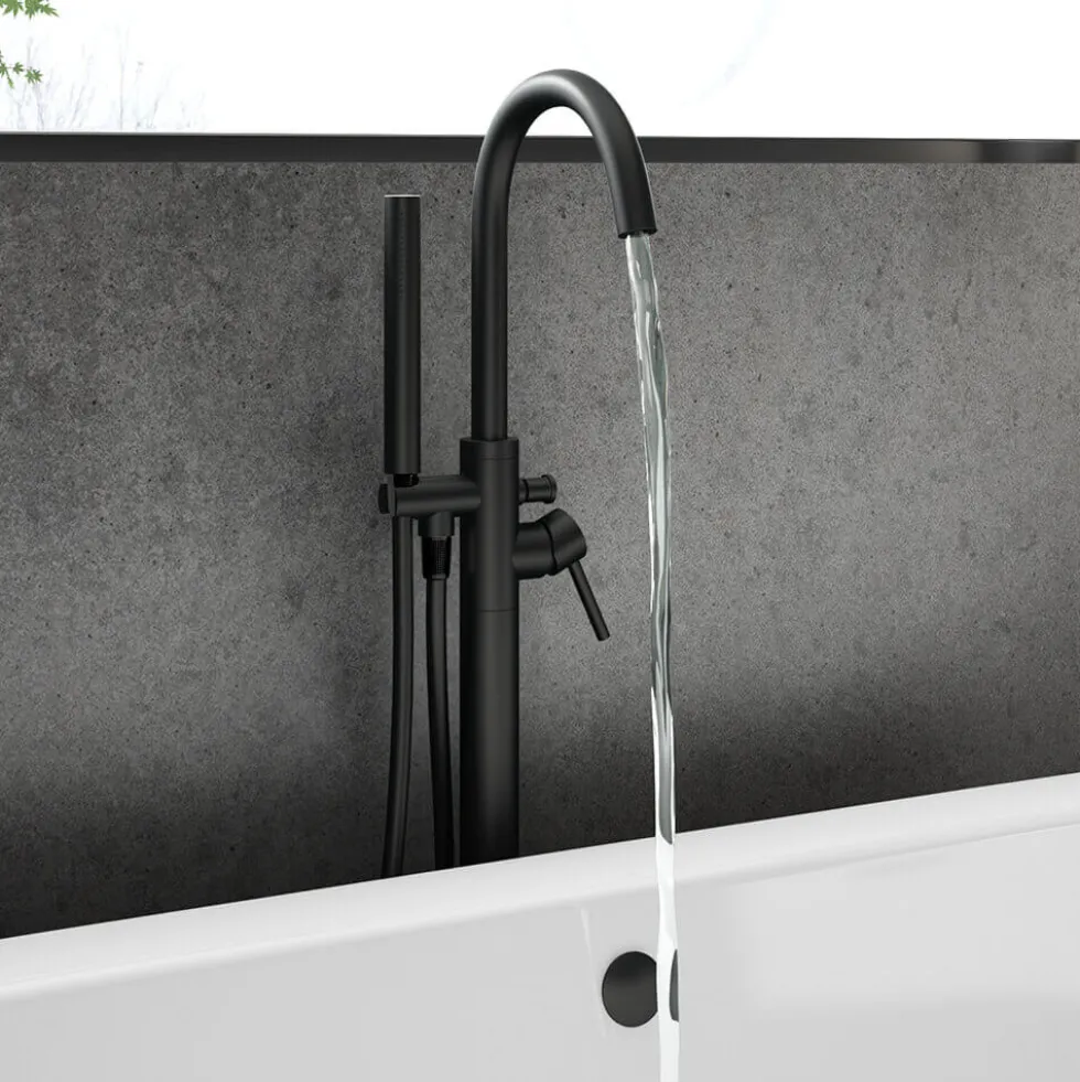 Harbour Clarity Matt Black Floorstanding Bath Shower Mixer & Shower Kit