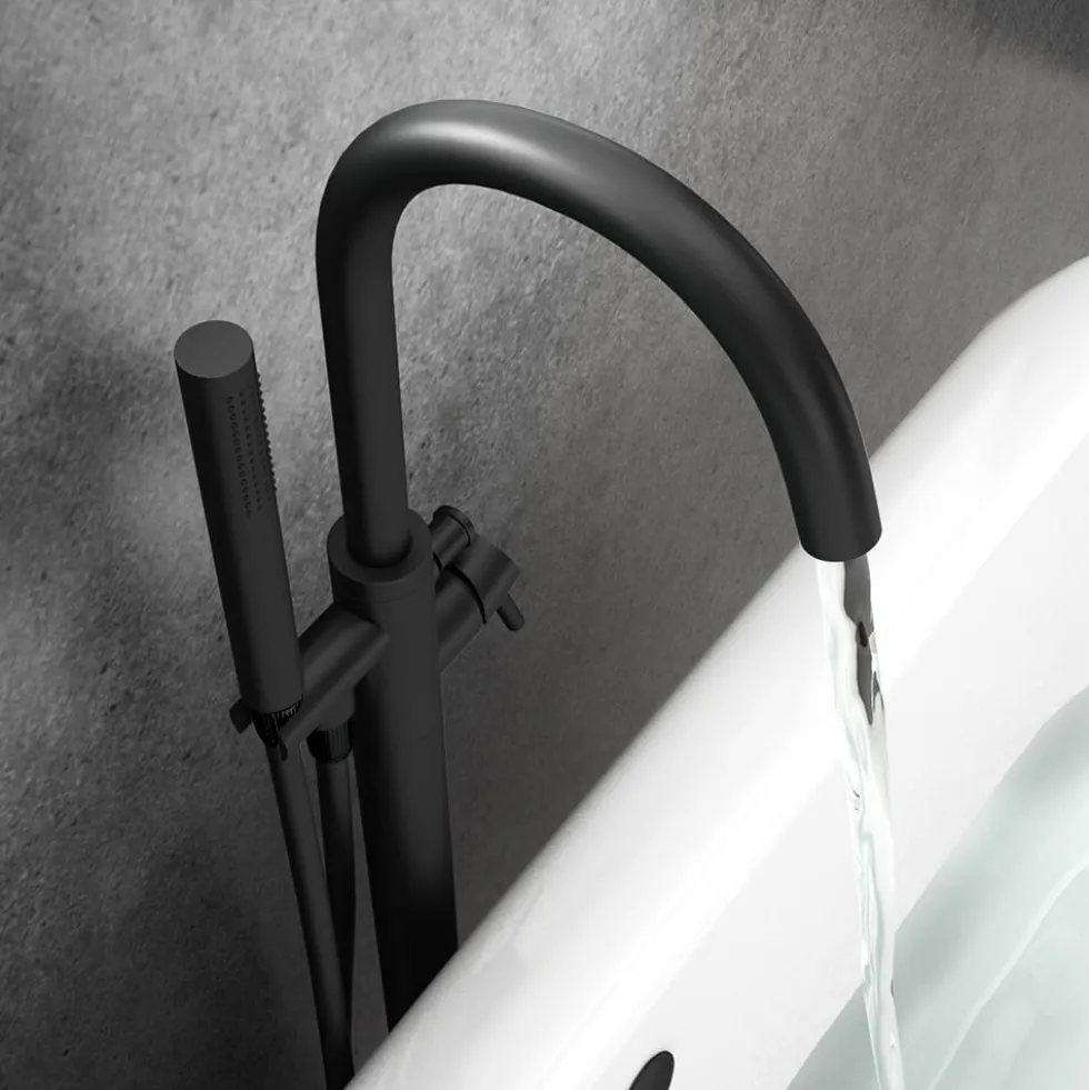 Harbour Clarity Matt Black Floorstanding Bath Shower Mixer & Shower Kit