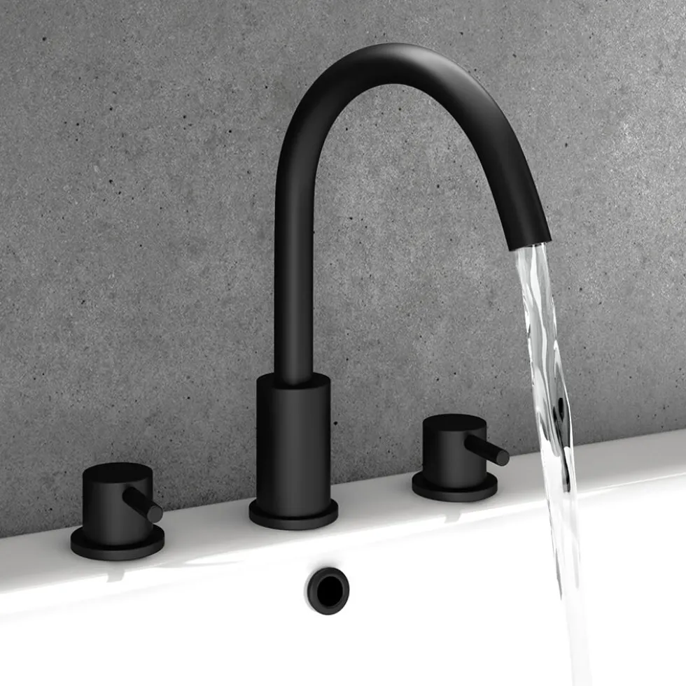 Harbour Clarity Matt Black 3 Hole Basin Mixer Tap