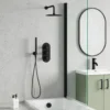 Harbour Clarity Matt Black Shower Package with 3 Outlet Valve, Fixed Head & Arm, Wall Shower Kit & Overflow Bath Filler
