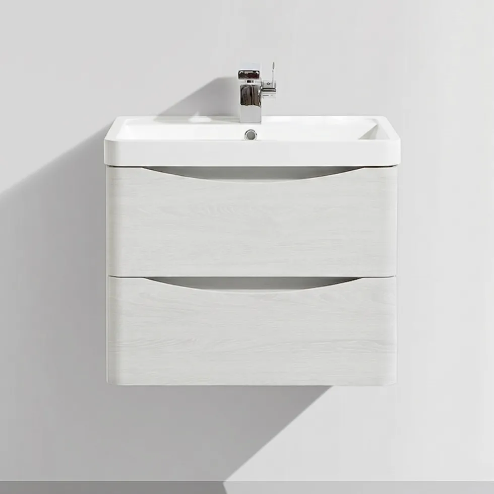 Harbour Clarity 600mm Wall Mounted White Ash Vanity Unit & Basin