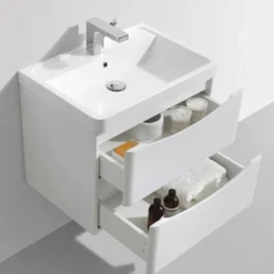 Harbour Clarity 600mm Wall Mounted White Ash Vanity Unit & Basin