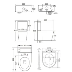 Harbour Clarity Rimless Back to Wall Close Coupled Toilet & Soft Close Seat