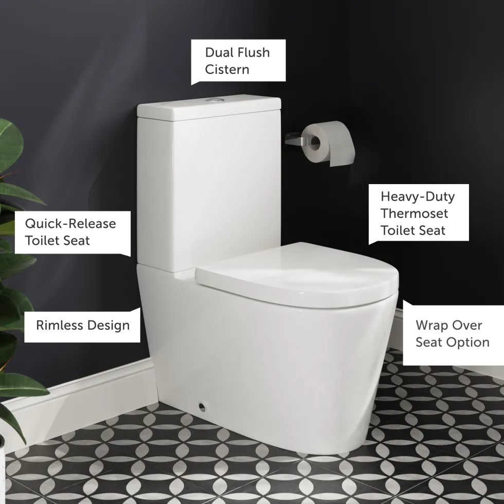 Harbour Clarity Rimless Back to Wall Close Coupled Toilet & Soft Close Seat