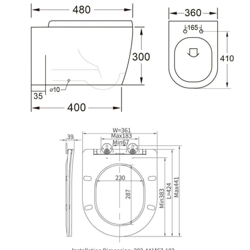 Harbour Clarity Rimless Wall Hung Toilet & Soft Close Seat